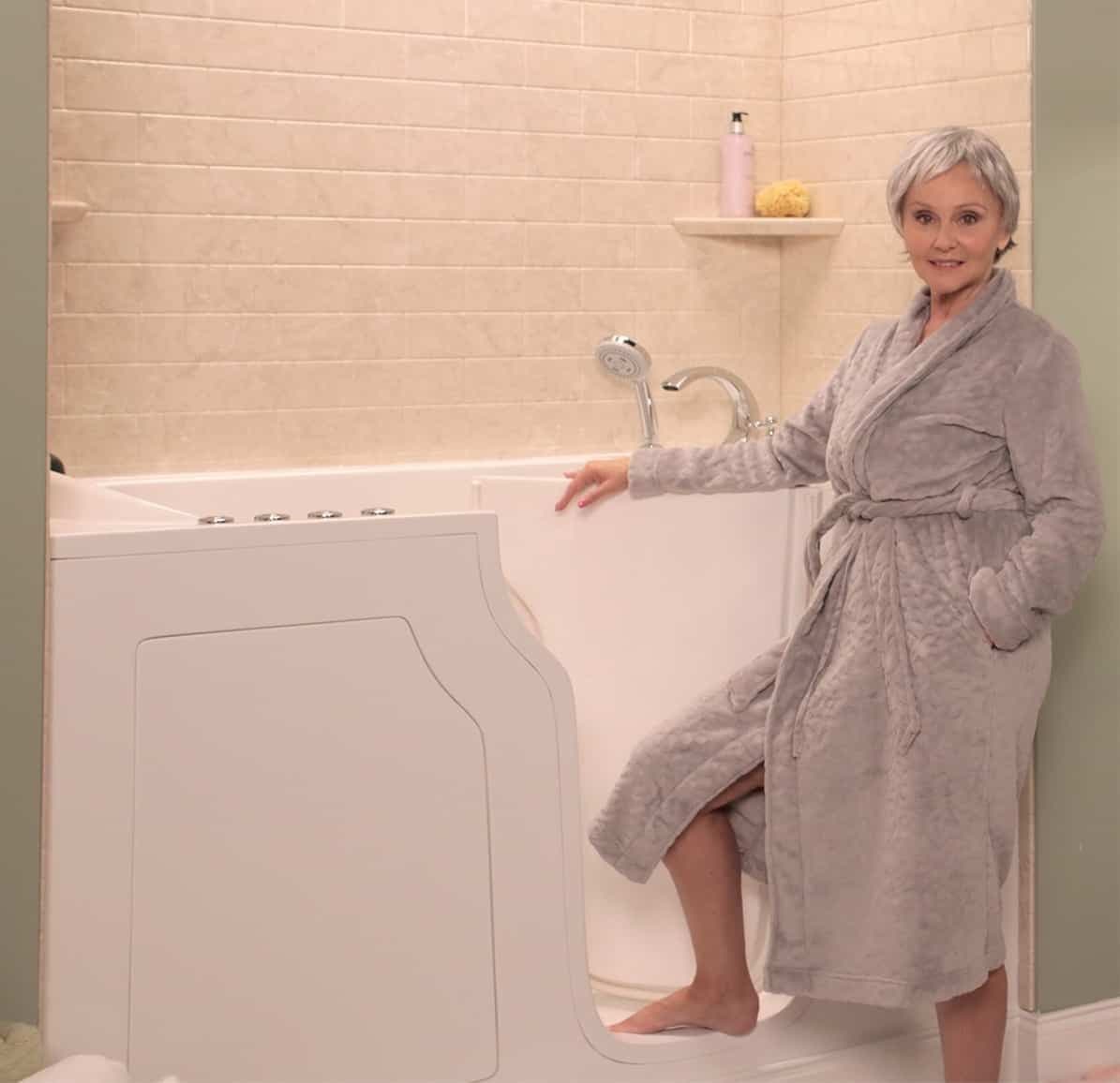 Woman Next to Walk-In Bathtub