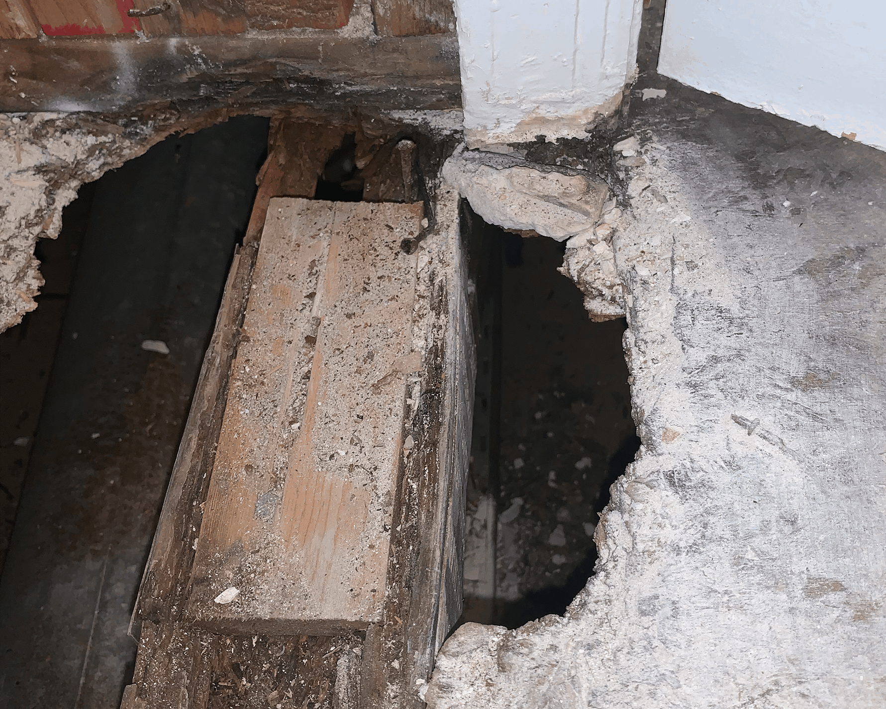 hole in floor from rot